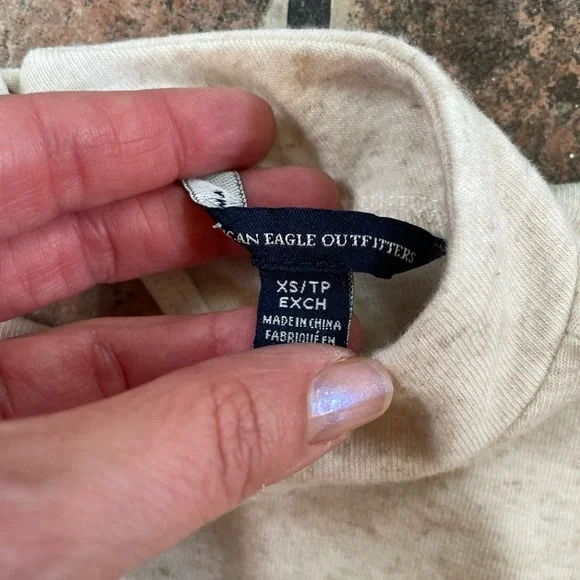 American Eagle Linen Blend Cottage Core Cream Crochet Overlay Keyhole Back Top - Picture 4 of 7